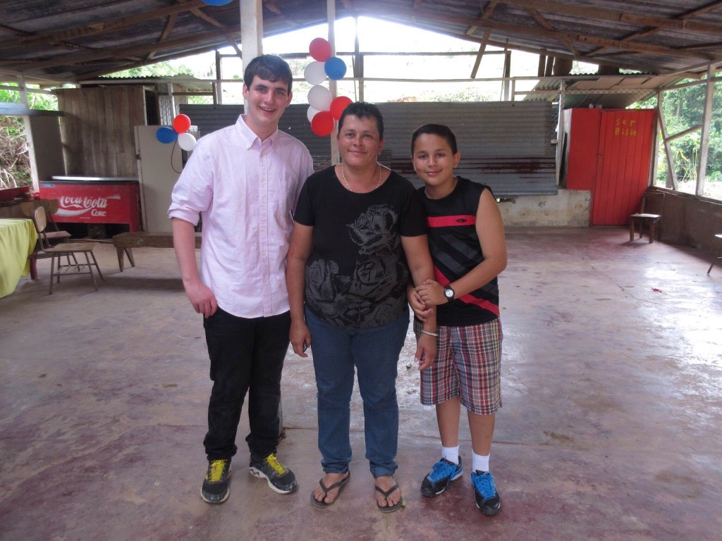 Jonah with his host mother and brother, father not pictured.
